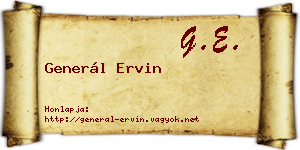 Generál Ervin névjegykártya