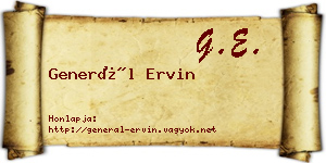 Generál Ervin névjegykártya